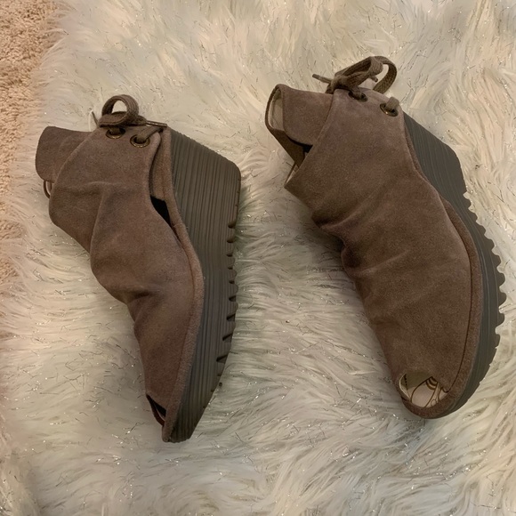 Fly London Yema Open Toe Suede Wedge - Picture 10 of 14